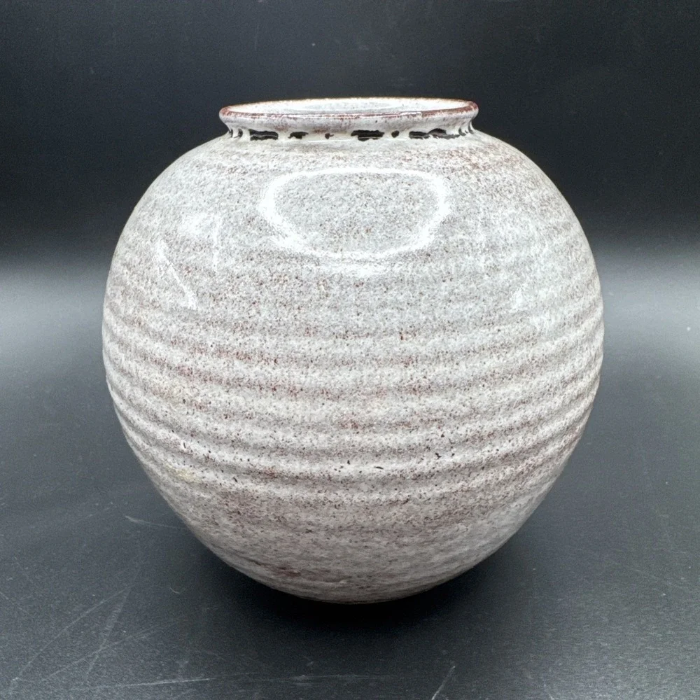 Westraven Art Pottery Vase Ribbed Gray Rust 913 Holland Midcentury‎ Modern Vtg